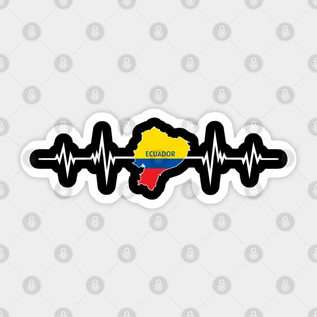 Heartbeat Design Ecuadorian Map Flag Ecuador Sticker by MGS